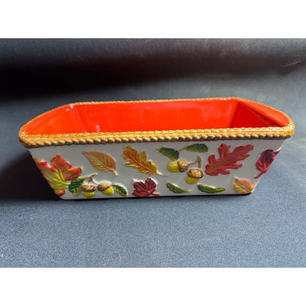 Temp-tations Autumn Harvest Ceramic Baking Dish With Decorative Leaf Pattern